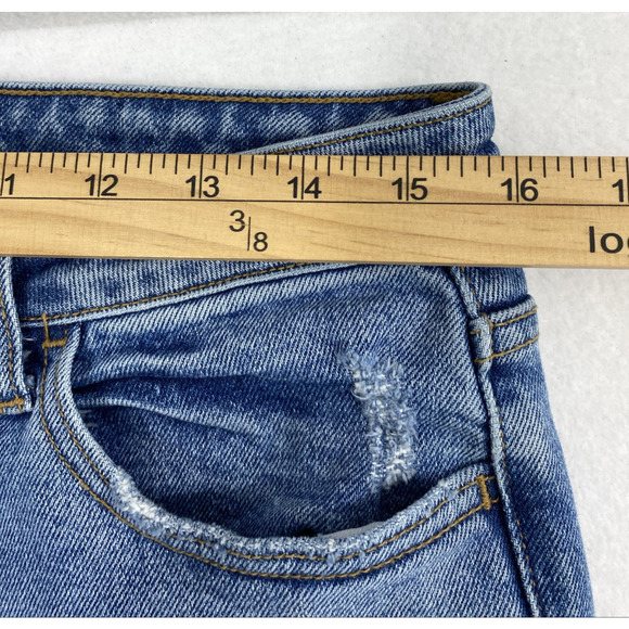 Cello Jeans Juniors Size 11 Destroyed Raw Hem Medium Wash Denim Straight Hi Rise - Picture 7 of 14